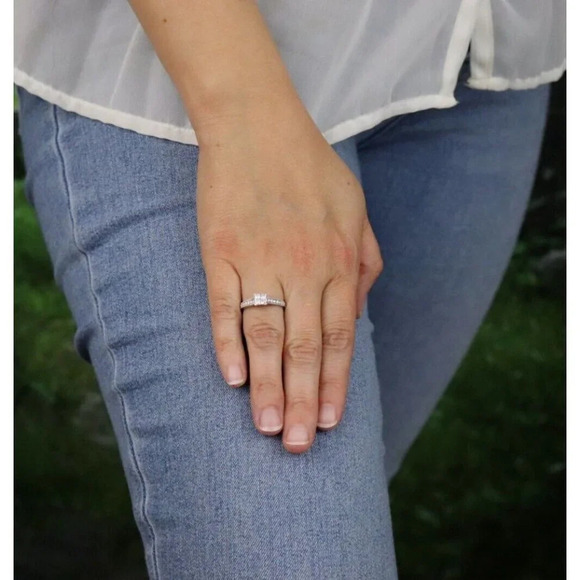 14k White Gold Diamond Ring .36 Carats Engagement Size 6 3/4 - Picture 4 of 8